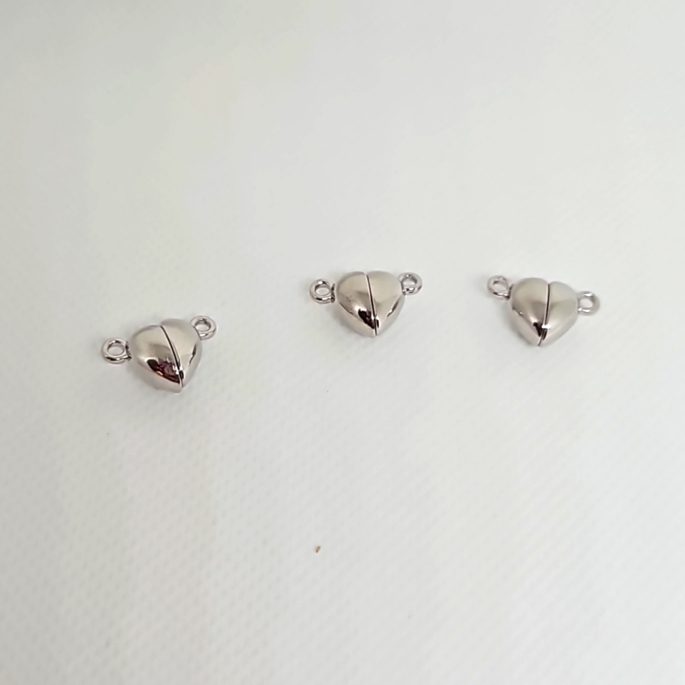 Magnetic Heart Clasps for Jewelry Making.  Three pieces.